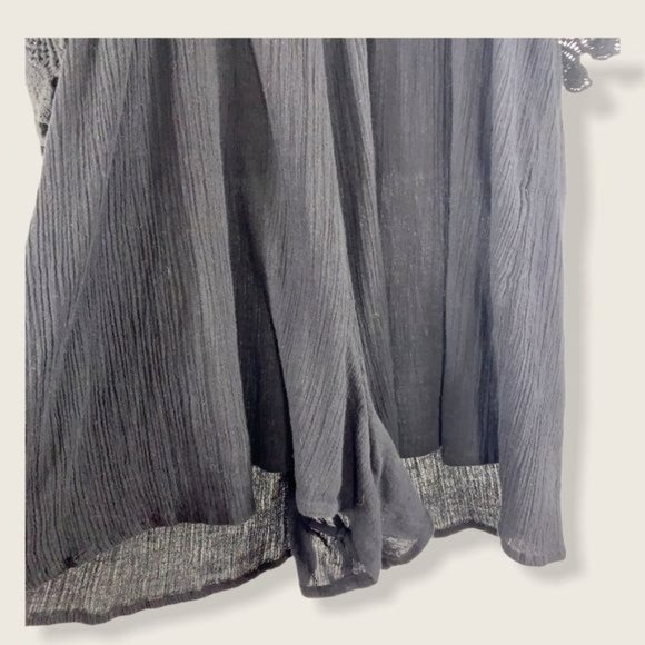 Topshop Spaghetti Strap Black Crochet Gauze Romper Medium - Picture 8 of 16